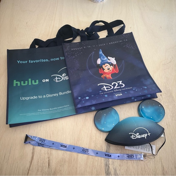 Disney D23 Expo 2024 Swag - Disney+ ears, two totes and one lanyard - Picture 1 of 5